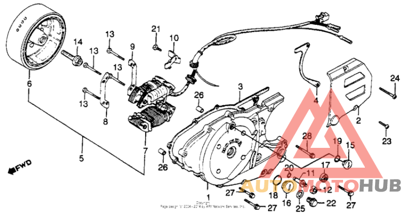 Left crankcase cover + alternator