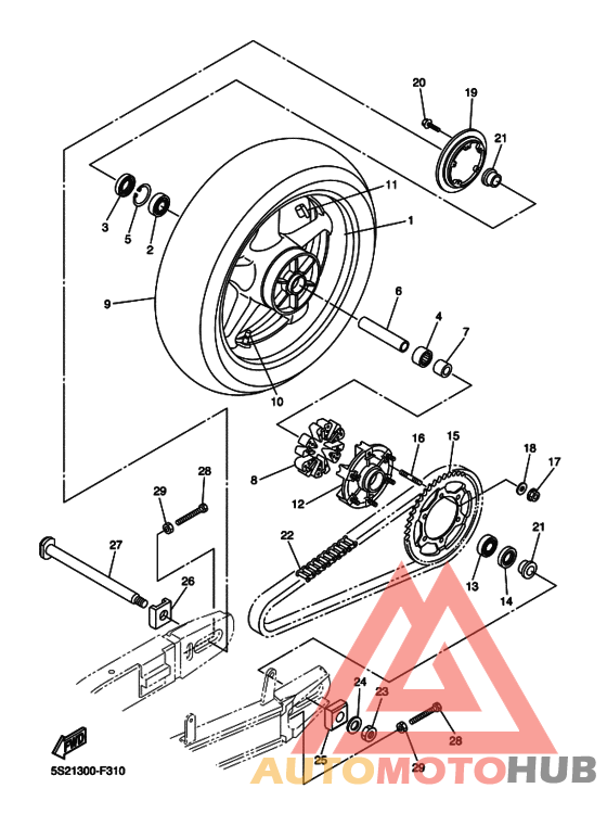 Rear wheel complete assy