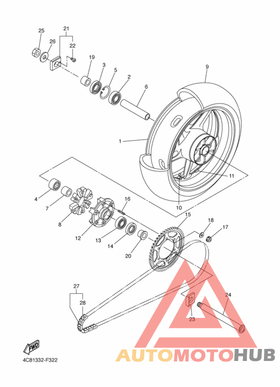 Rear wheel complete assy