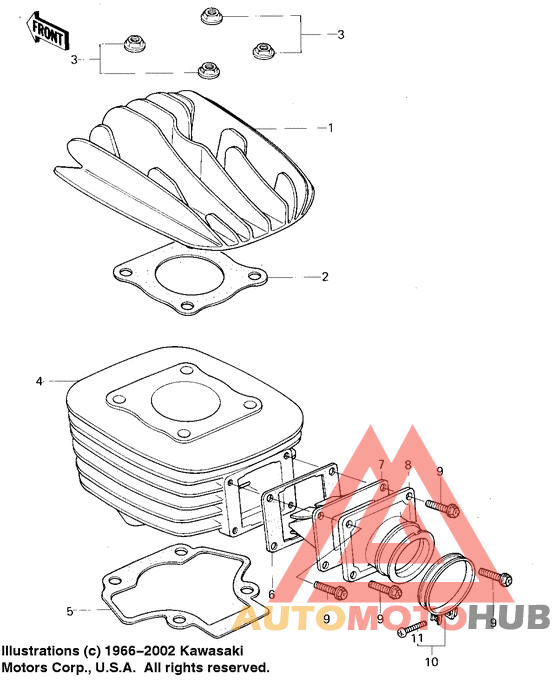 Cylinder head/cylinder/reed valve
