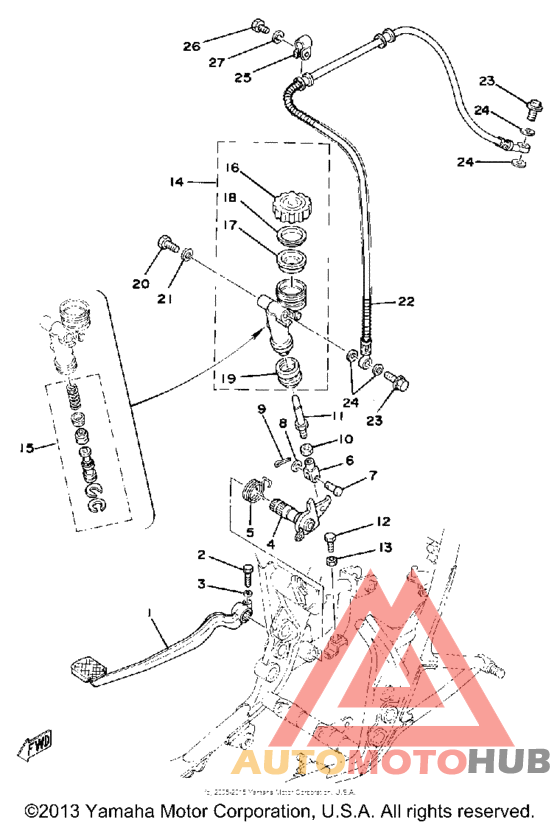 Brake pedal-rear master cylinder