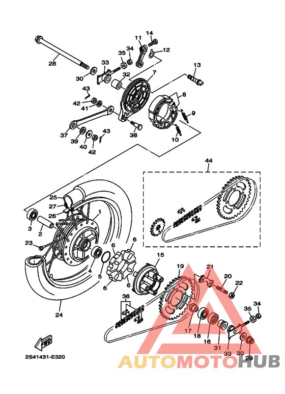 Rear wheel for spoke wheel