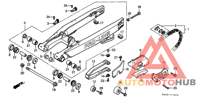 Rear fork/drive chain