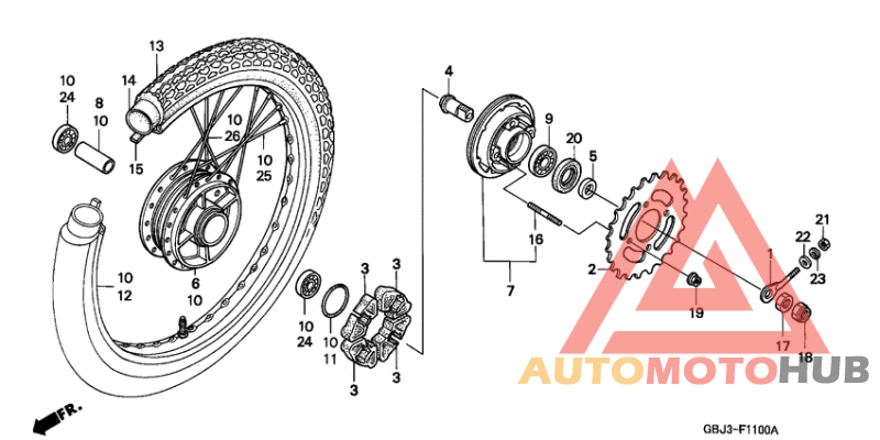 Rear wheel complete assy