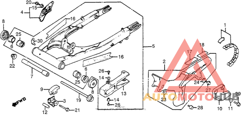 Swingarm + chain case