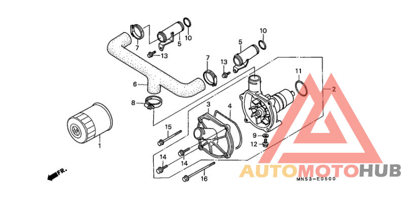 Oil filter/water pump