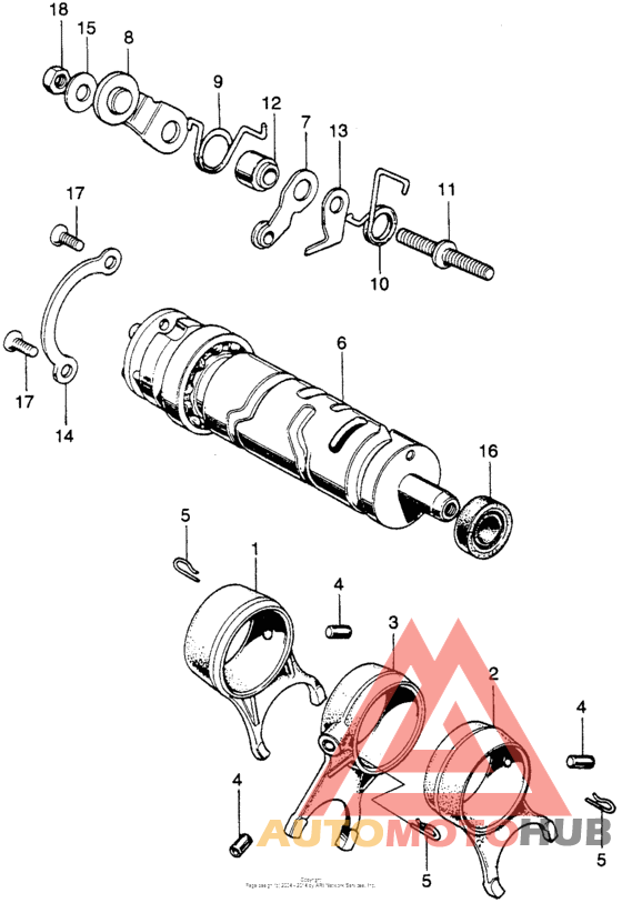 Gear shift fork + drum