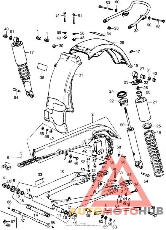 Swingarm + rear shock absorber