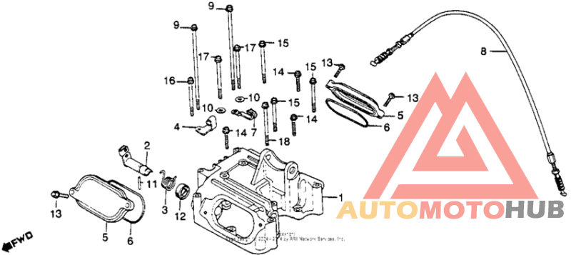Cylinder head cover + decompression cable