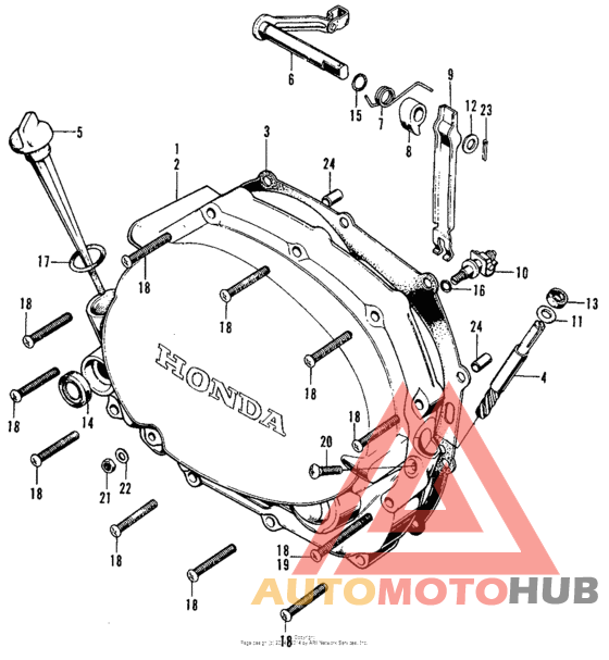 Right crankcase cover + clutch lever