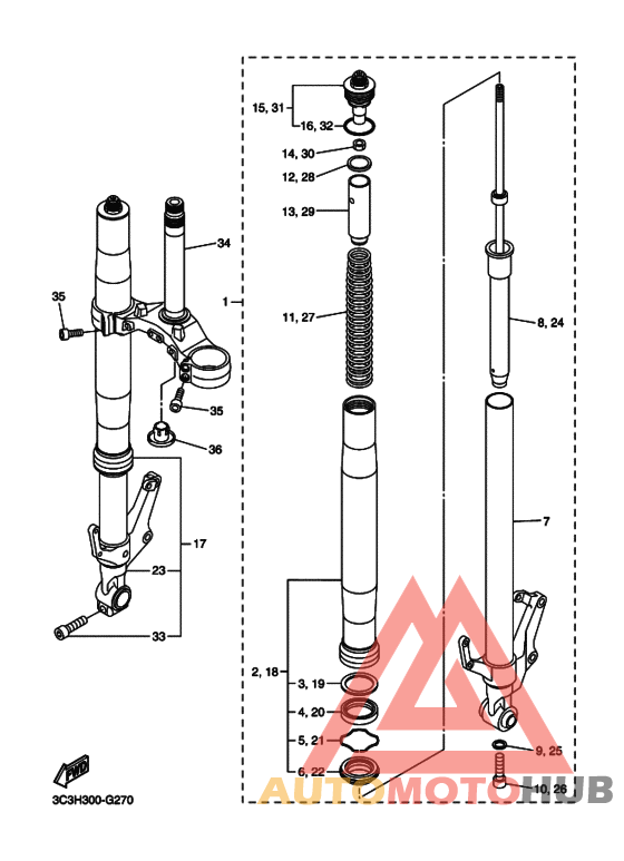 Front fork assy(ur silv