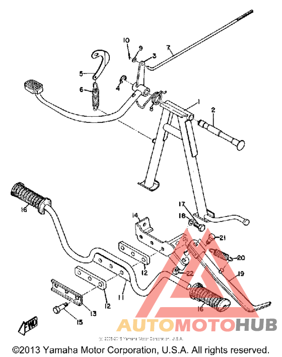 Stand, footrest & rear brake pedal