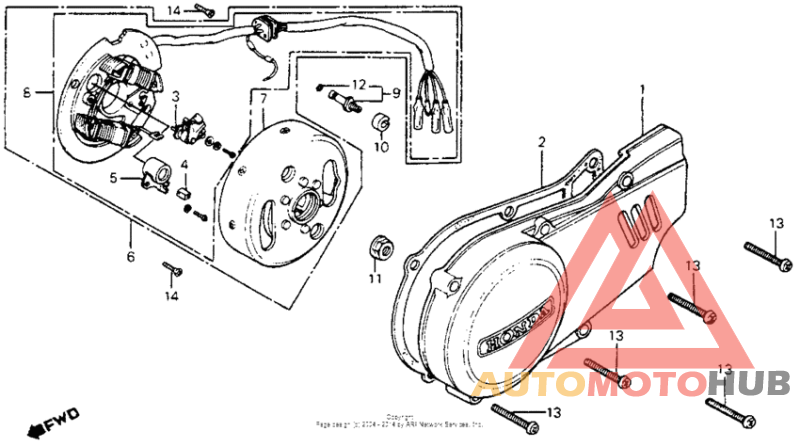 Left crankcase cover + alternator