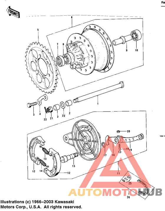 Rear hub/brake/chain
