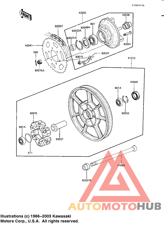 Rear wheel/hub/chain