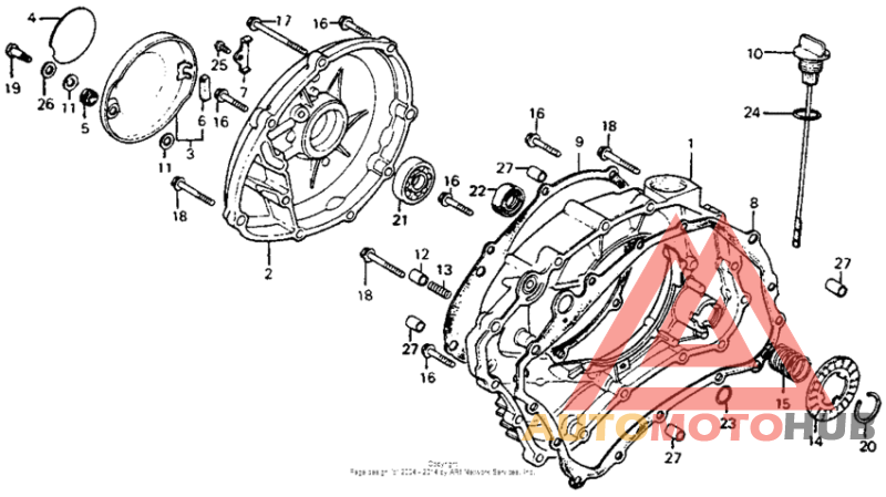 Right crankcase cover + torque converter case