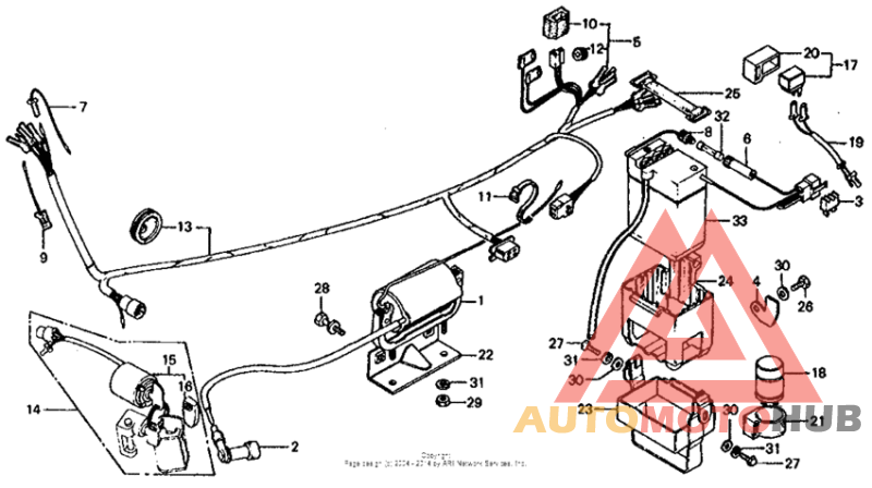 Wire harness + ignition coil + battery