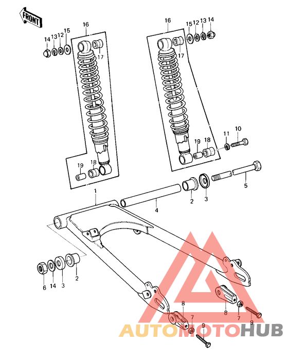 Swing arm/shock absorbers