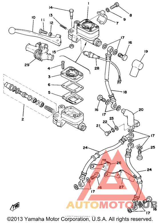 Front master cylinder - brake hose