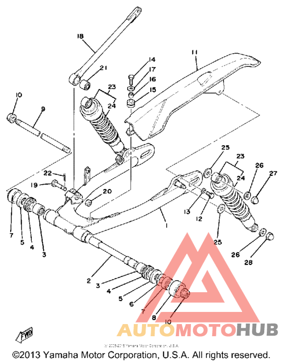 Rear arm-rear cushion-chain case