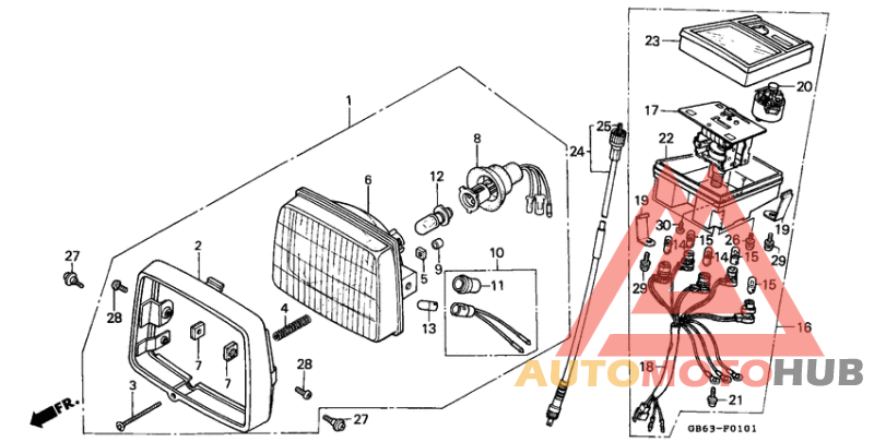 Headlight/speedometer