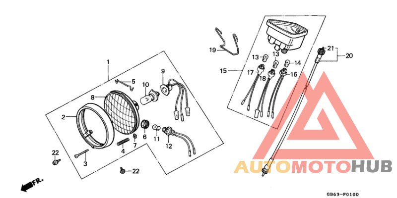 Headlight/speedometer