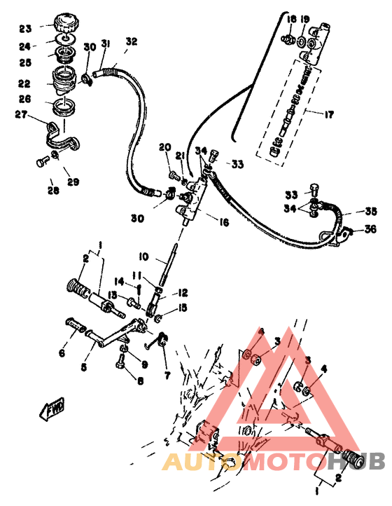 Brake pedalmaster cylinder