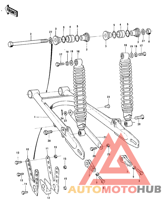 Swing arm/shock absorbers