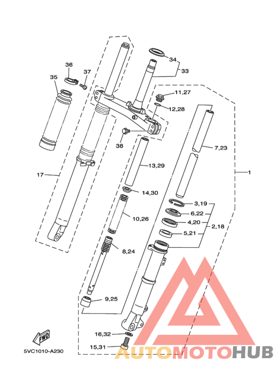 Front fork assy(ur silv