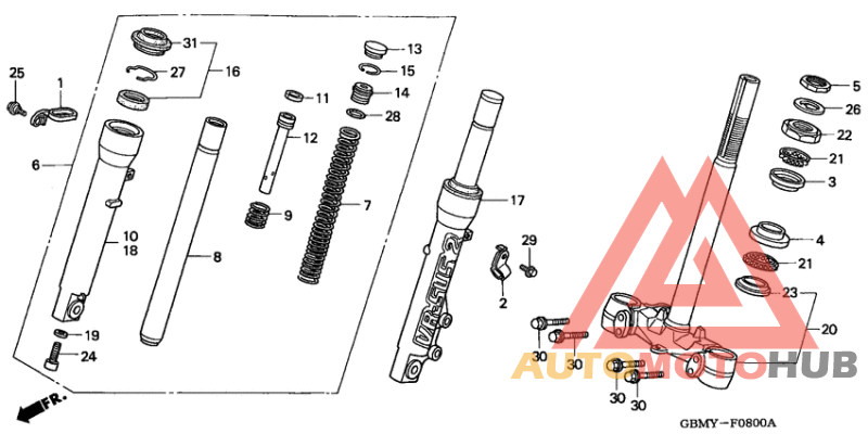 Front fork/steering stem