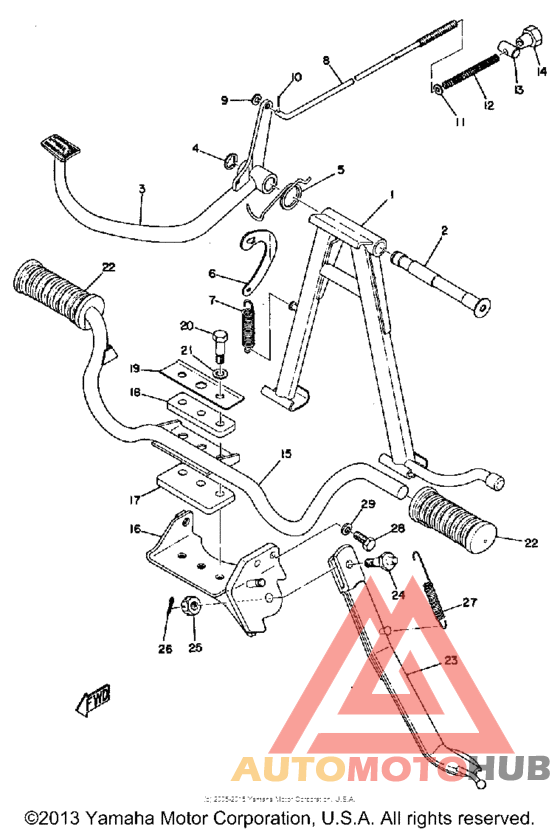 Stand footrest brake pedal