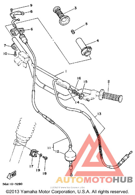 Steering handle-cable