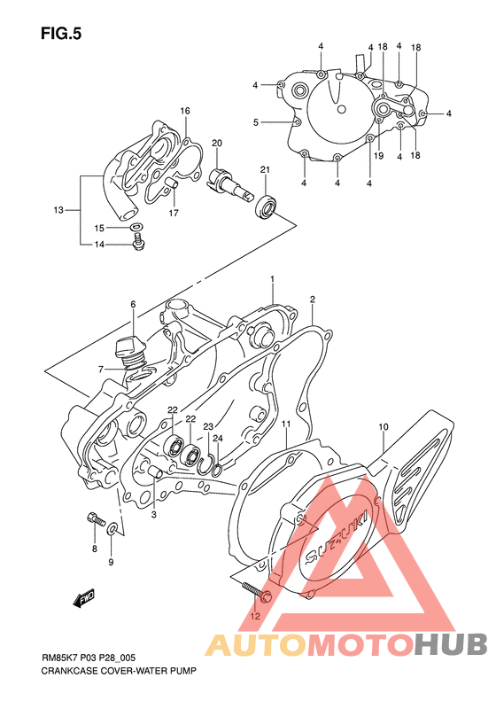 Crankcase cover- water pump