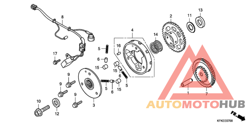 Pulse generator/starting clutch
