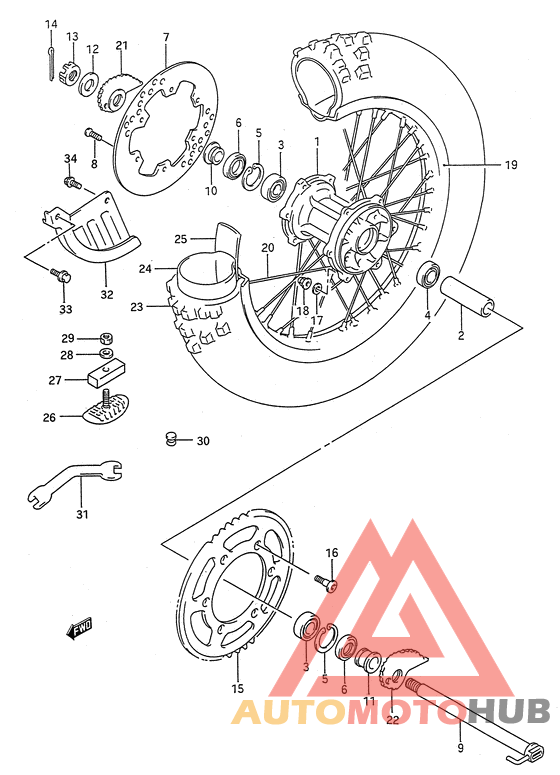 Rear wheel complete assy