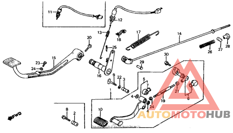 Brake pedal + gearshift pedal