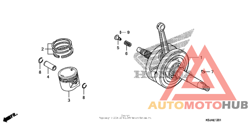 Crankshaft + piston (crf100f)