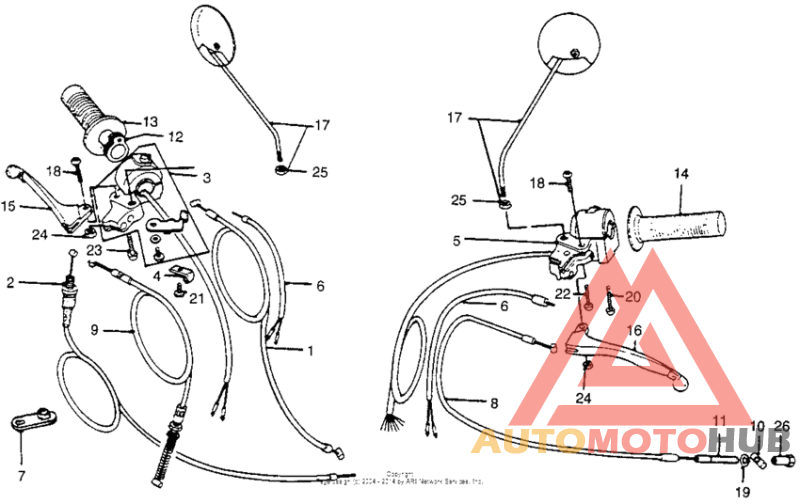 Handle lever + switch + cables
