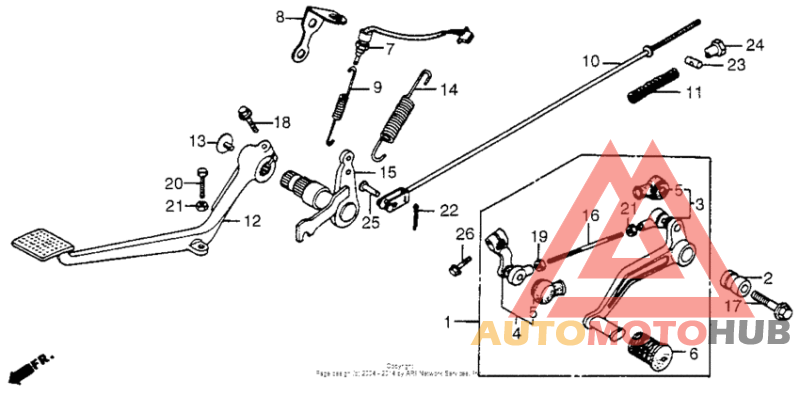Gearshift pedal + brake pedal