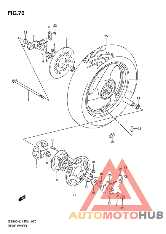 Rear wheel complete assy