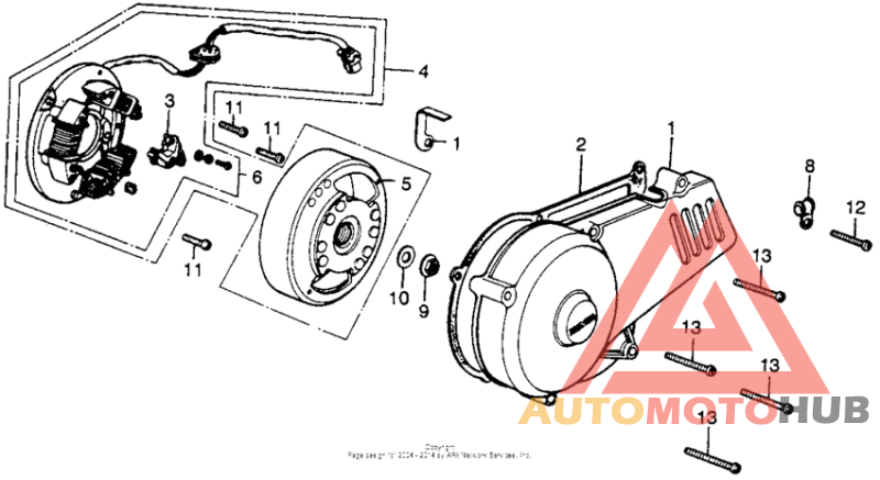 Left crankcase cover + alternator