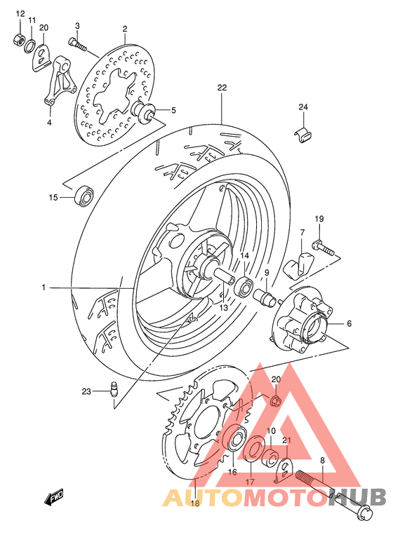 Rear wheel complete assy
