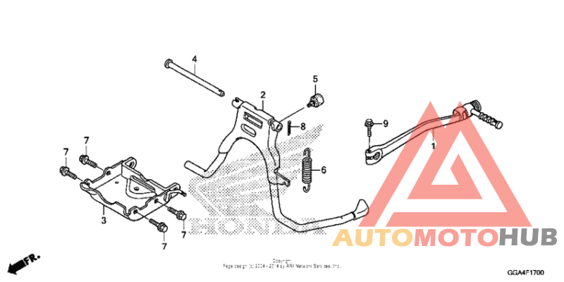 Stand + kick starter arm