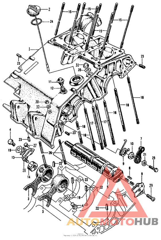 Upper crankcase + shift drum