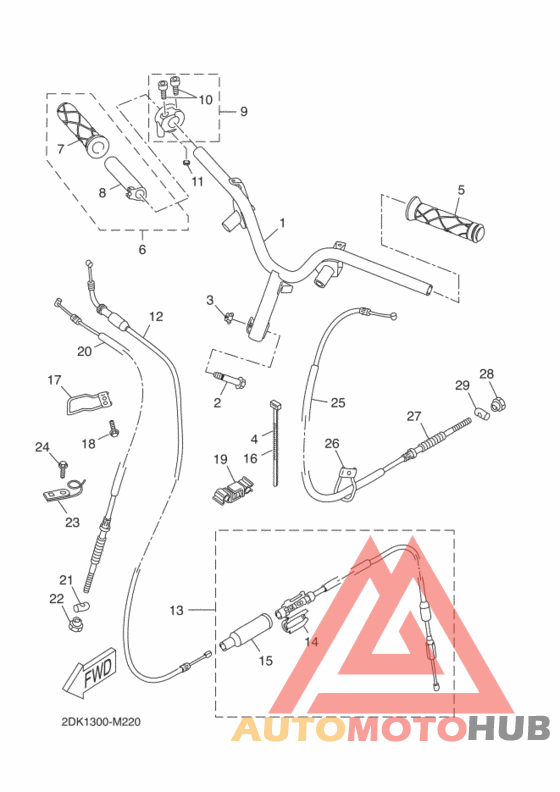 Рулевой рычаг и кабель