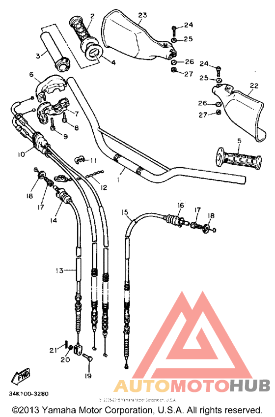 Steering handle-cable