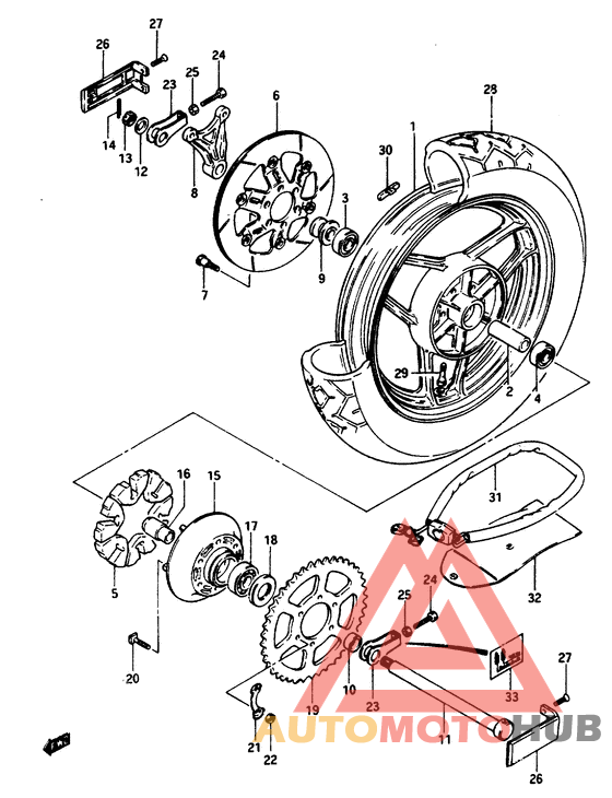 Rear wheel complete assy