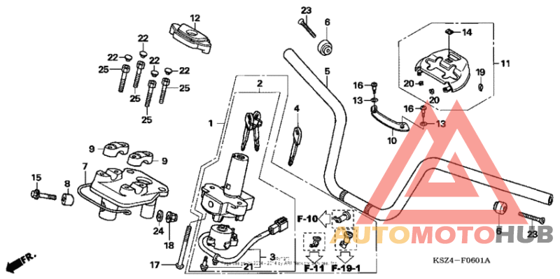 Handlebar + handle cover (nss250s/nss250as)