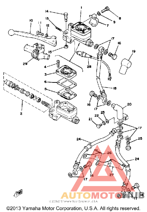 Front master cylinder - brake hose