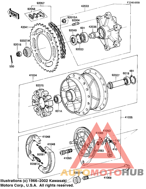 Rear hub/brake/chain
